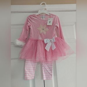 Bonnie Jean 2 piece kids outfit dress with tights. 2 spots see picture NWT